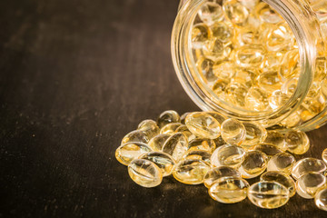 Fish oil capsules. Salmon oil. Cod liver oil.