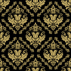 Damask seamless Golden ornament. Traditional pattern. Classic oriental background