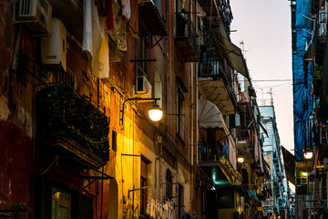 Fototapeta premium Street view of old town in Naples city, italy Europe
