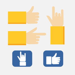Set of flat hand icons. 

