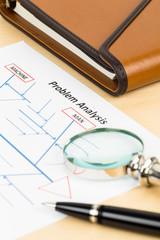 Problem solving using cause and effect or fishbone diagram with