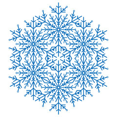 Round vector blue snowflake. Abstract winter ornament