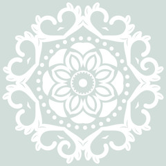 Oriental vector round pattern with arabesques and floral elements. Traditional classic ornament