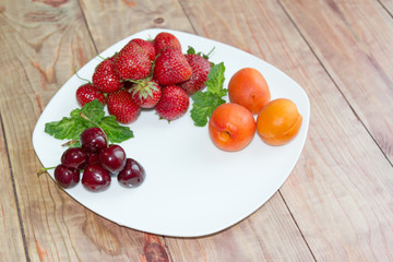 strawberry, cherry, apricot