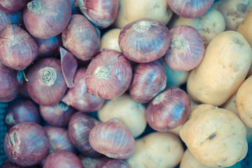 Shallot and yam in basket