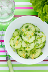 Salad of cucumber onion nuts
