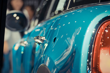 Zoom car fuel tank cover and fender in Car show event