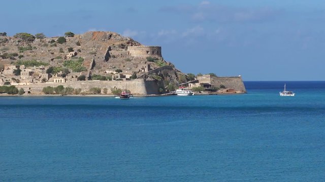 landscape, nature, splendid view to spinalonga island near Crete.