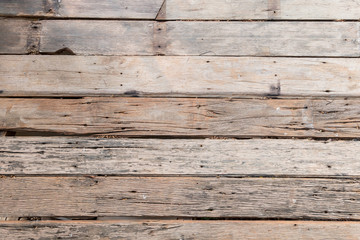 Fototapeta premium Top view of old wooden plank floor, texture
