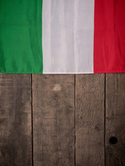 Flag of Italy on wood