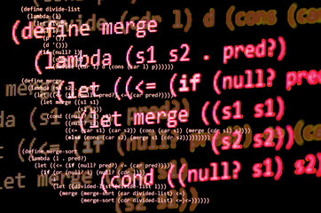 Functional programming code -  declarative paradigm, red color
