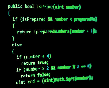 Programming code - green color, written in C# language syntax