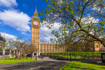 Big Ben at the Palace of Westminster, landmark of London, UK