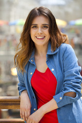 Portrait close up of young beautiful brunette girl