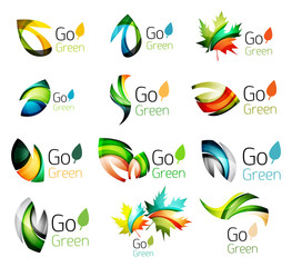 Green nature leaf vector concept icon set