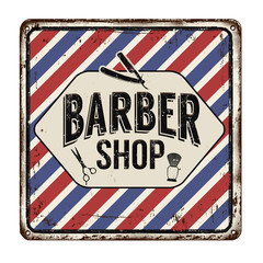 Barber shop rusty metal sign