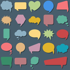 Bubble speech set. Various shapes and colors. Vector illustration.