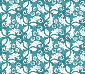 Floral vector ornament. Seamless abstract classic pattern with flowers. Blue and white pattern