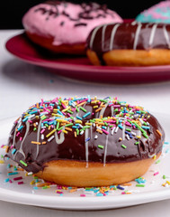 chocolate donut with sprinkles