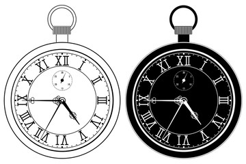 Pocket watch. Clock face with roman numerals