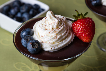 pudding in glass bowl