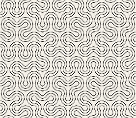 Vector Seamless Black and White Round Stripes Dotted Line Geometric Pattern