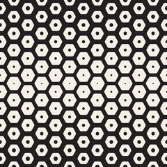 Vector Seamless White And Black Hexagon Halftone HoneyComb Pattern