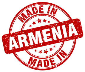 made in Armenia red grunge round stamp