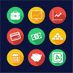 Finance Icons Flat Design Circle