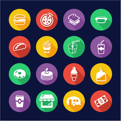 Fast Food Restaurant Icons Flat Design Circle