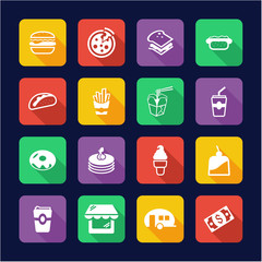 Fast Food Restaurant Icons Flat Design