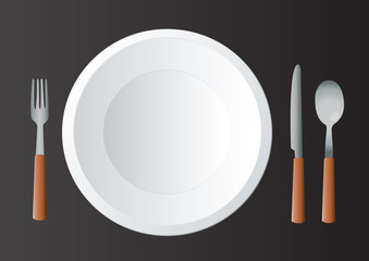 Empty Round Plate with Fork and Knife illustration vector