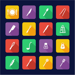 Dinner Set Icons Flat Design