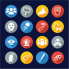 Demonstration Or Protest Icons Flat Design Circle