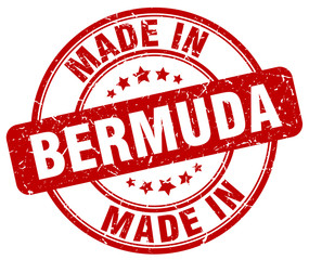 made in Bermuda red grunge round stamp