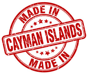 made in Cayman Islands red grunge round stamp