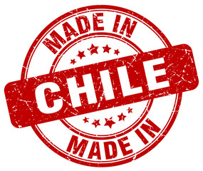 made in Chile red grunge round stamp