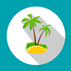 Island With Palm Tree Summer Vacation Holiday Tropical Ocean Icon 