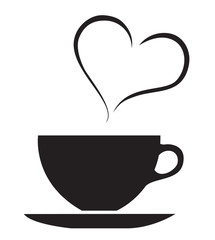a cup of hot drinks in the pink heart vector