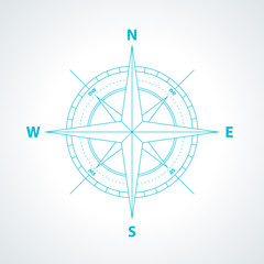 Simple wind rose isolated vector illustration.