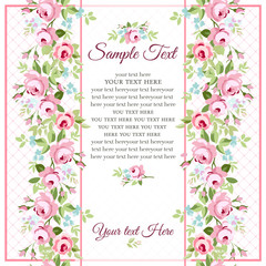 Greeting card with small pink roses