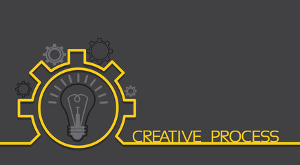 Light Bulb New Idea Brainstorming Concept Cogwheel Banner With Copy Space