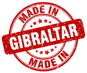 made in Gibraltar red grunge round stamp
