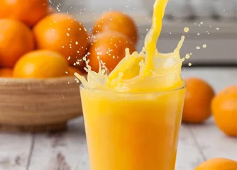 Printed roller blinds Juice Orange juice pouring splash