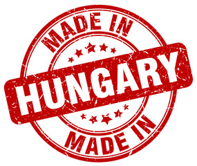 made in Hungary red grunge round stamp