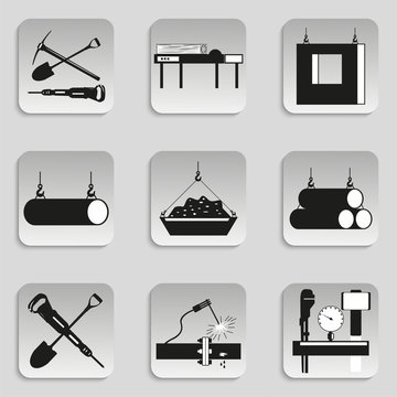 Set of vector icons on the theme of construction.