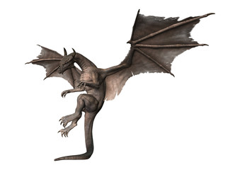 3D Rendering Fantasy Dragon on White