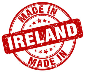 made in Ireland red grunge round stamp