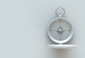 White compass isolated on white table, 3D rendering © krung99