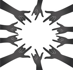 all hands up love sign reflect and background vector